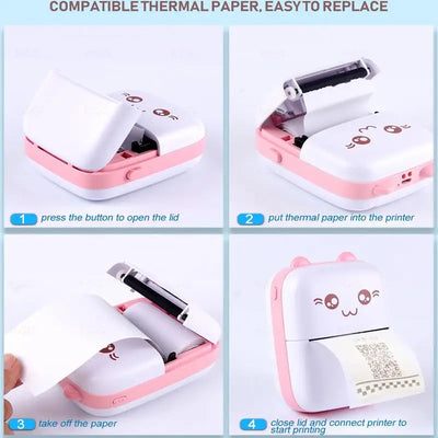 Mini Thermal Photo Label Portable Instant Printer With Paper Roll