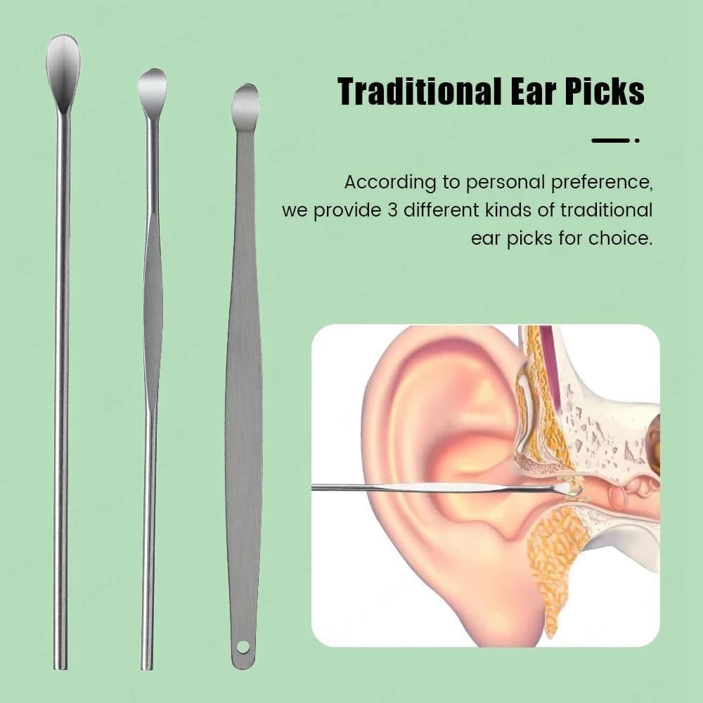 6Pcs/Set Ear Wax Pickers Earpick Wax Remover Stainless Steel Kit