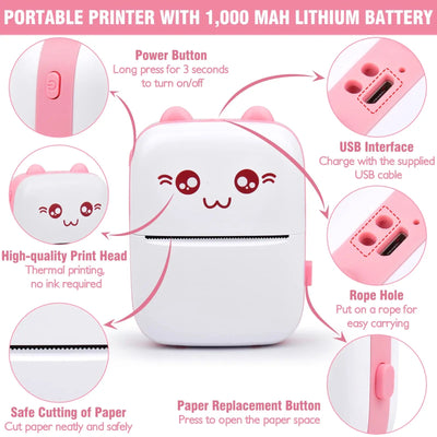 Mini Thermal Photo Label Portable Instant Printer With Paper Roll